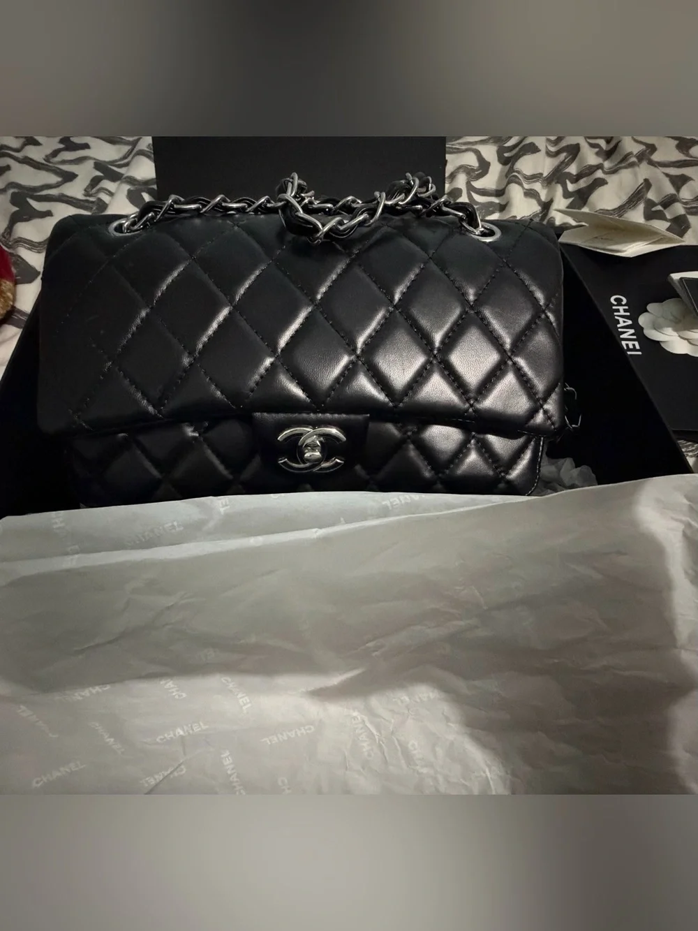 CHANEL black medium classic flap ~ comes with everything shown in the picture ✨